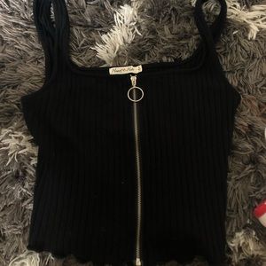 black cropped tank top